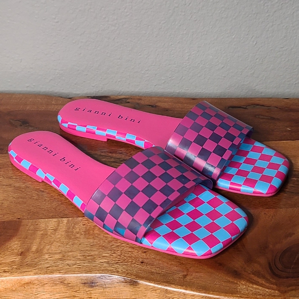 Gianni Bini Cobitwo Checkered Banded Square Toe Sandals